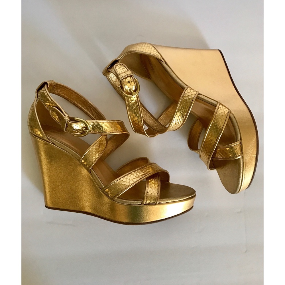 Coach Gold Strap Wedges